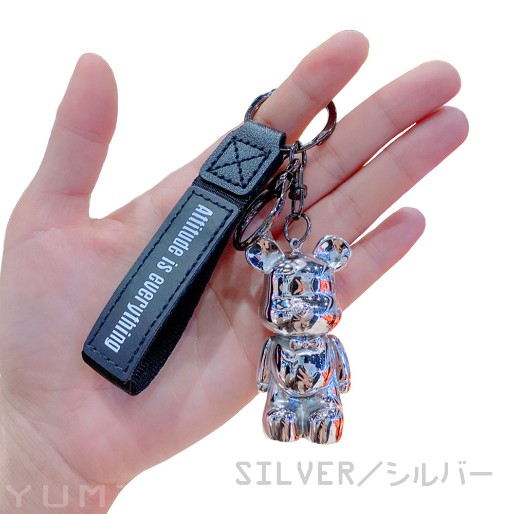 クマ キーホルダー メタル風 高級感 紛失防止 かわいい キーリング