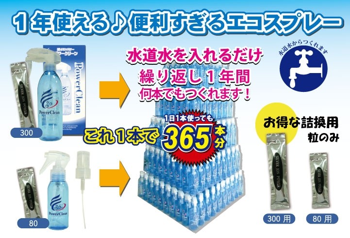 あすつく パワークリーン 300ml Ag+ 使い切りじゃない水道水で繰り返し使える消臭スプレー 銀イオン 送料無料 : 02-pc300h :  からだにやさしい製品館 - 通販 - Yahoo!ショッピング