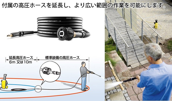 ケルヒャー 高圧洗浄機用アクセサリー延長高圧ホース 6m クイック