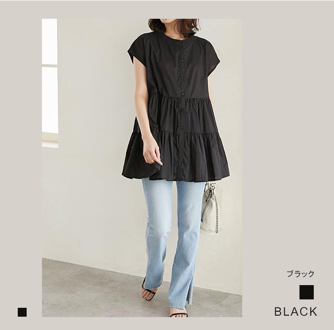 KAREI ブラウス レディース トップス ティアード ロング丈ノー