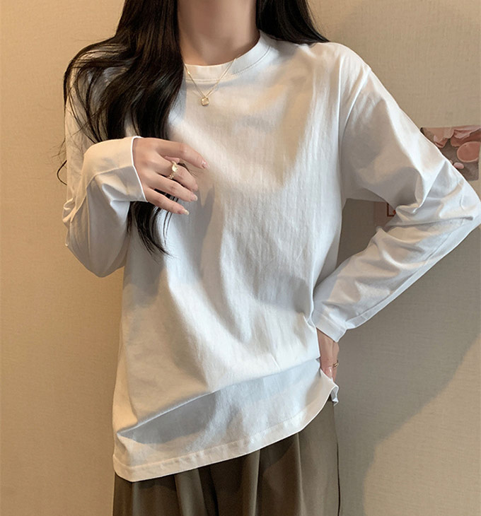 コットン 無地ロンT Tシャツ 長袖 レディース シンプルカットソー