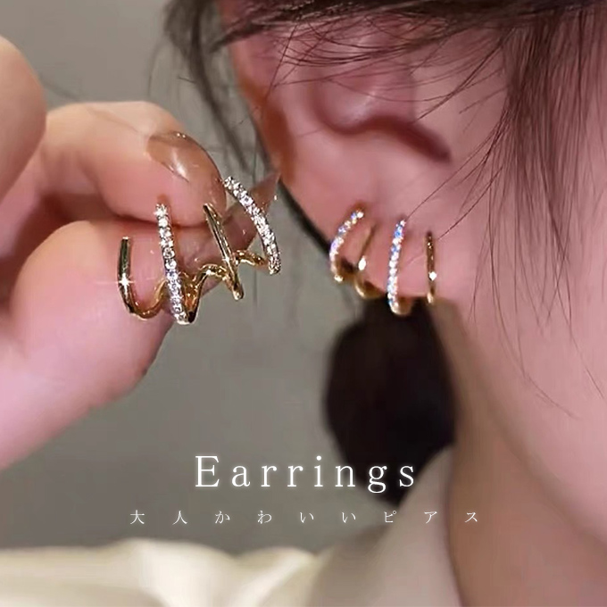 エレガント ゴールド ピアス ストーン付き１４Ｋ５８５刻印ありRG エレガント ゴールド ピアス ストーン付き14K585刻印ありRG 2025