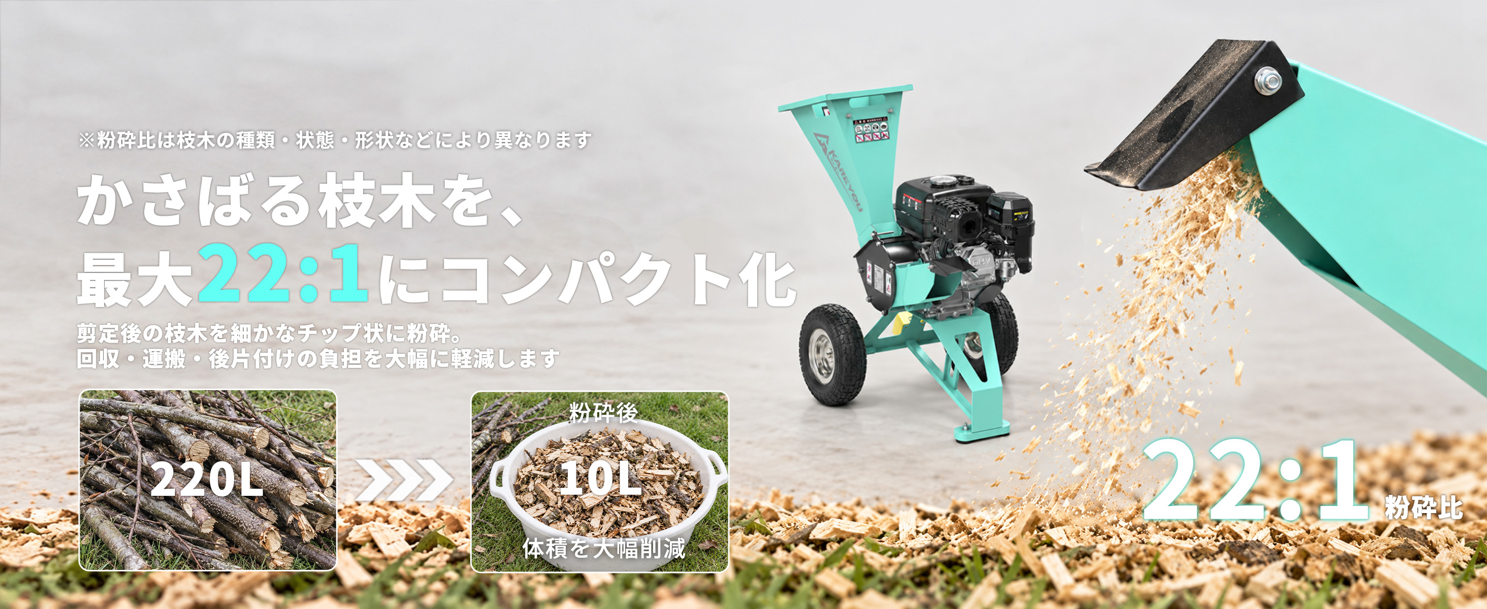 Kareyou ☆小型☆ ウッドチッパー ガーデンシュレッダー 粉砕機