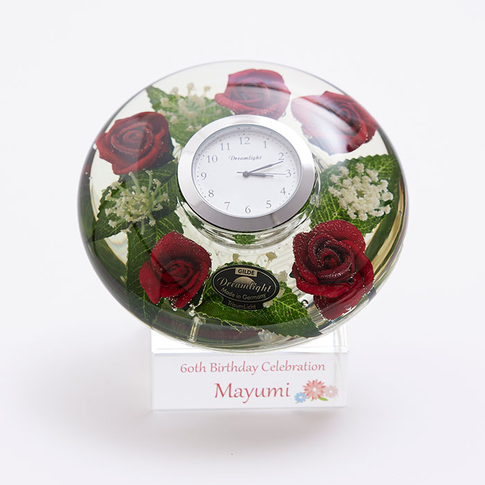 花時計　置き時計　時計　名入れ　プレゼント　ギフト　名入れ ドリームクロックプレミアム 花時計 全5色 UV　結婚祝い　長寿祝い | 名入れギフトKARIN | 01