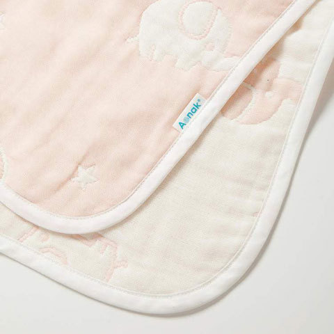 名前入れ　出産祝い　ブランケット　おくるみ　名前刺繍　名入れ　プレゼント　ギフト　名前入り 出産祝い 6層ガーゼ ブランケット ジャガード織 ぞうさん柄 | 名入れギフトKARIN | 01