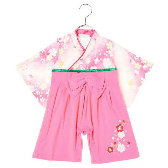 名入れ プレゼント ギフト　ロンパース　はかま　出産祝い　記念品　お宮参り に 名入れ刺繍入り はかまロンパース 女の子 | Aenak | 01