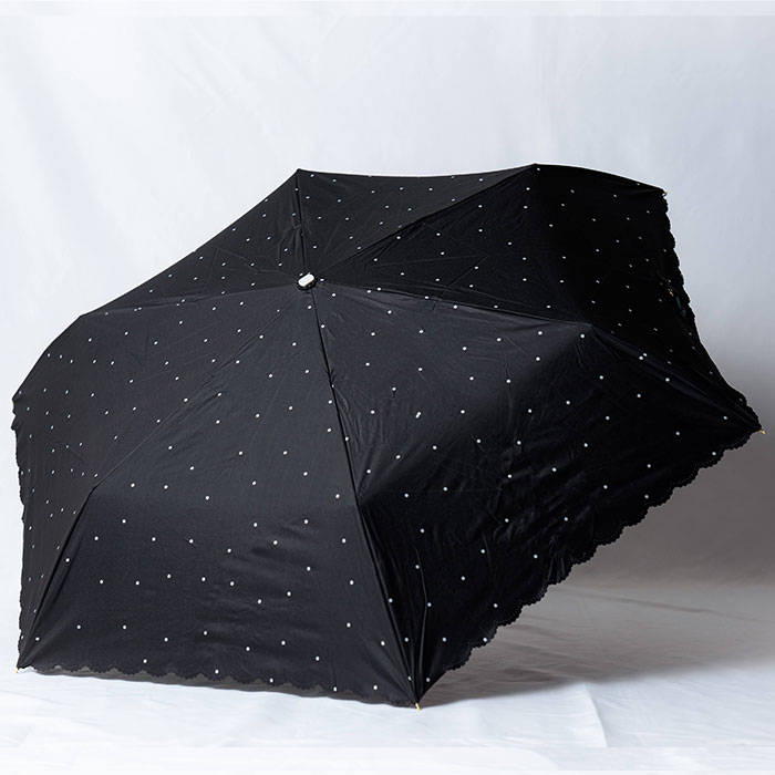 折りたたみ傘　プレゼント　ギフト　雨晴兼用折りたたみ傘 50cm 名入れ ハートチャーム 付き UVミスティドット 折 手開き式 UVカット加工 遮熱 遮光 UPF50＋ UL | 名入れギフトKARIN | 03