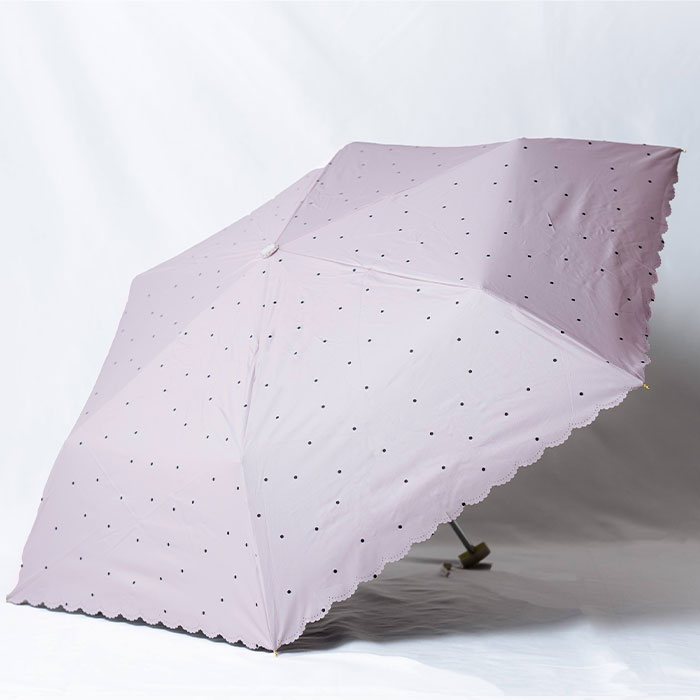 折りたたみ傘　プレゼント　ギフト　雨晴兼用折りたたみ傘 50cm 名入れ ハートチャーム 付き UVミスティドット 折 手開き式 UVカット加工 遮熱 遮光 UPF50＋ UL | 名入れギフトKARIN | 02