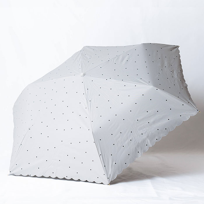 折りたたみ傘　プレゼント　ギフト　雨晴兼用折りたたみ傘 50cm 名入れ ハートチャーム 付き UVミスティドット 折 手開き式 UVカット加工 遮熱 遮光 UPF50＋ UL | 名入れギフトKARIN | 01