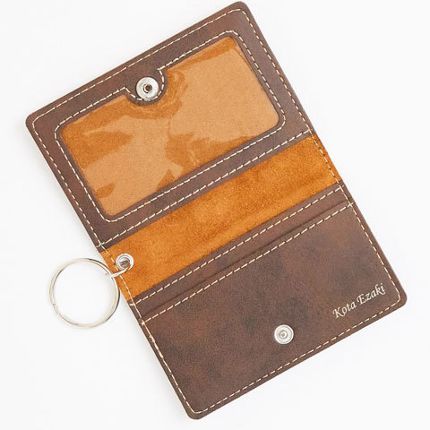 パスケース　キーホルダー　リール　名入れ　ギフト　プレゼント　入学祝い　二つ折り レザー調 名入れパスケース＆カラフル 名入れリールキーホルダー Laser | 名入れギフトKARIN | 03