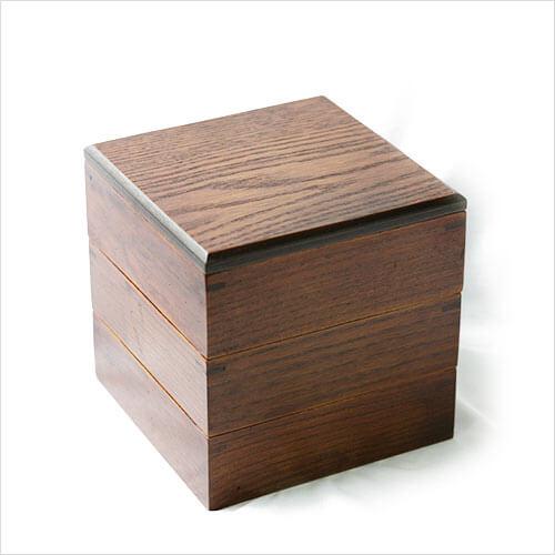 木製3段 三段重箱 5,5寸 約16.5cm 茶 間仕切り3種付き 3〜4人用 送料無料｜karinhonpo2951｜07