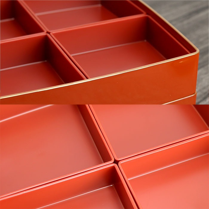 重箱 二段 日本製 国産 お重 8.0 胴張 オードブル 箔工芸 桜ロマン 中