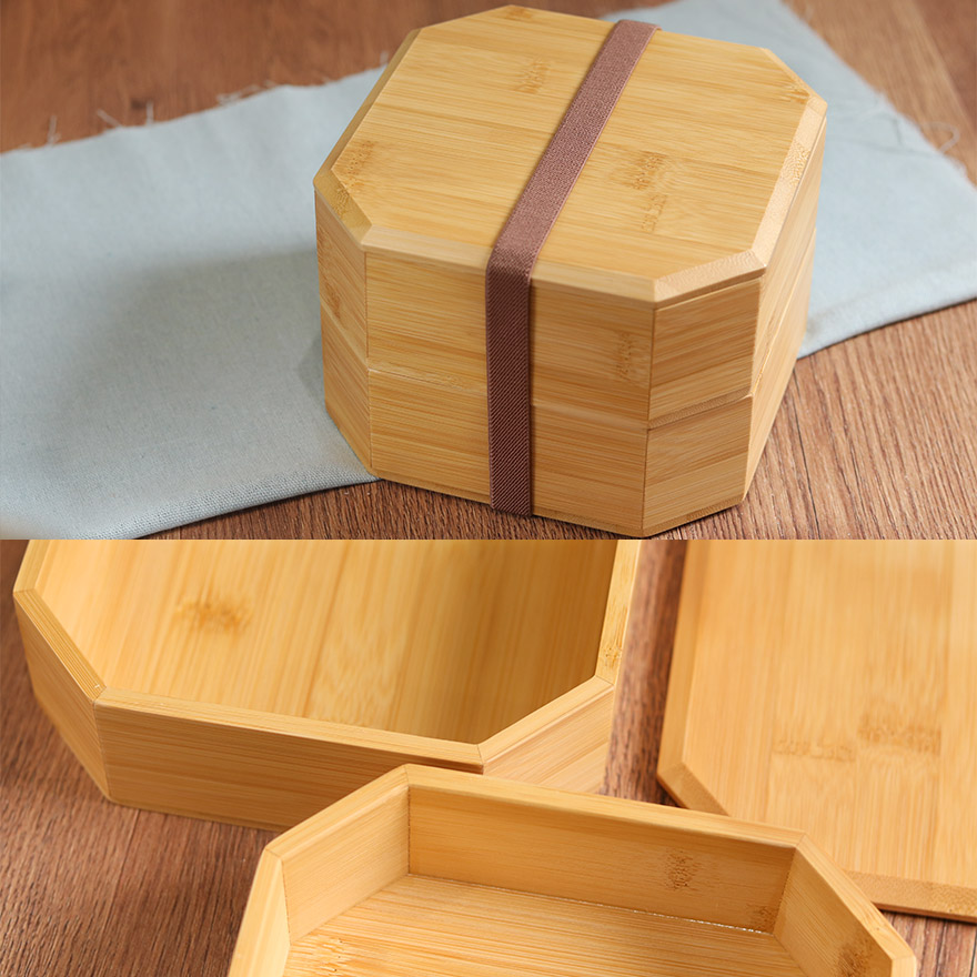 重箱 おしゃれ 竹製 箱 隅切 ゴムバンド付き 間仕切り付き かわいい サンドイッチ おにぎり ピクニック 和 和食器 和風 食器 雑貨 北欧 お重 行楽 運動会 おせち ナチュラル