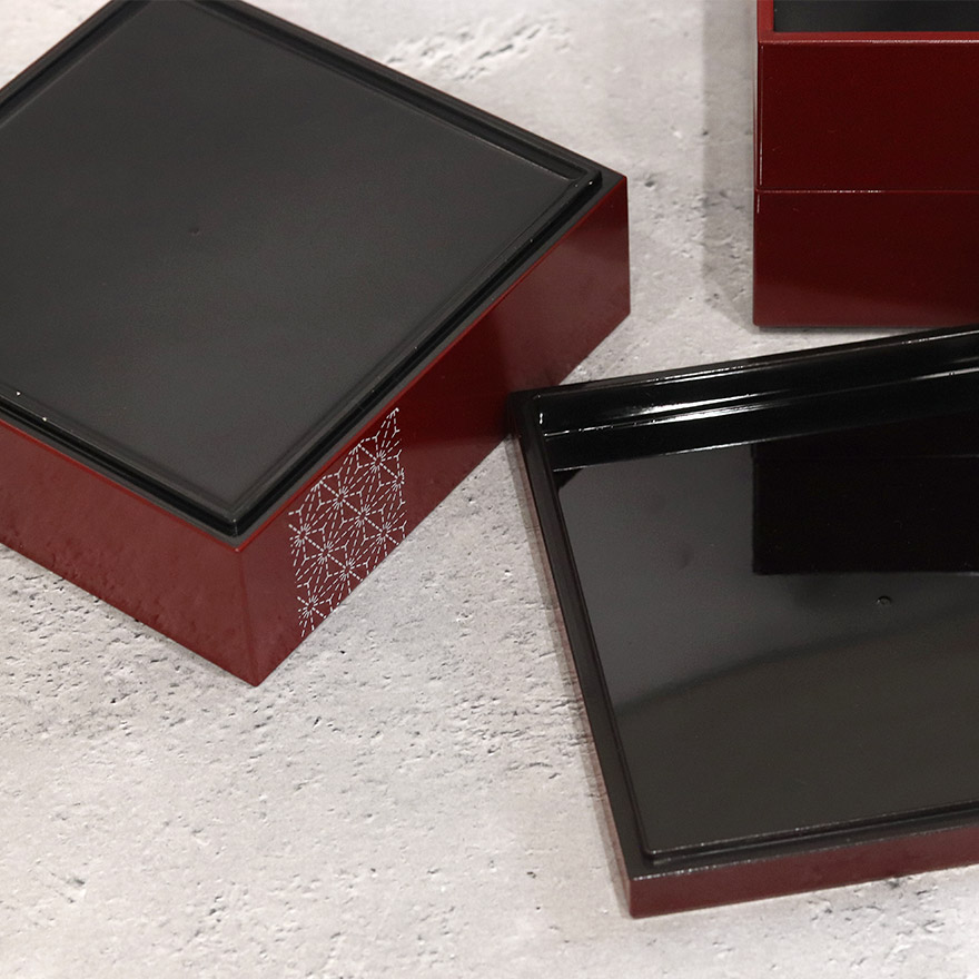 重箱 3段 5.0 三段重 麻の葉 夢小紋 朱 5寸 箱入り 三段 おしゃれ かわいい ランチボックス 和食器 和風 レトロ モダン お節 料理 送料無料 おせち用 お正月 高級 オードブル 運動会