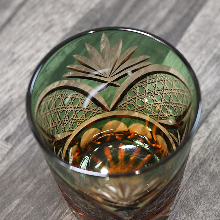 切子グラス ガラス コップ 彩花切子 タンブラー 緑 箱入り おしゃれ