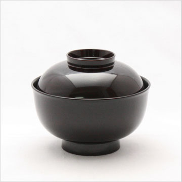 フタ付き椀 溜 福型吸物椀 5客セット 越前漆器 日本製 国産 送料無料