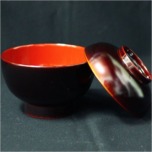 フタ付き雑煮椀 越前漆器 市松白檀 雑煮椀 1客 日本製