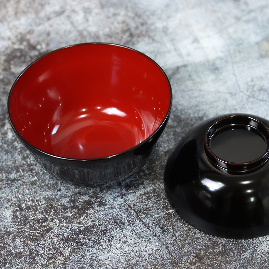 雑煮椀 蓋付き フタ付き 溜 まゆ型 1客 越前漆器 日本製 国産 箱入り