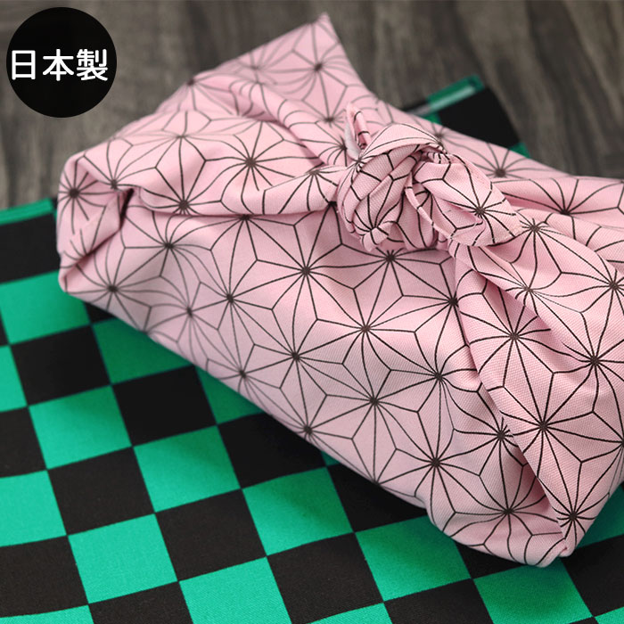 風呂敷 お弁当箱 用 市松柄 麻葉 緑 ピンク 約50cm 日本製 国産