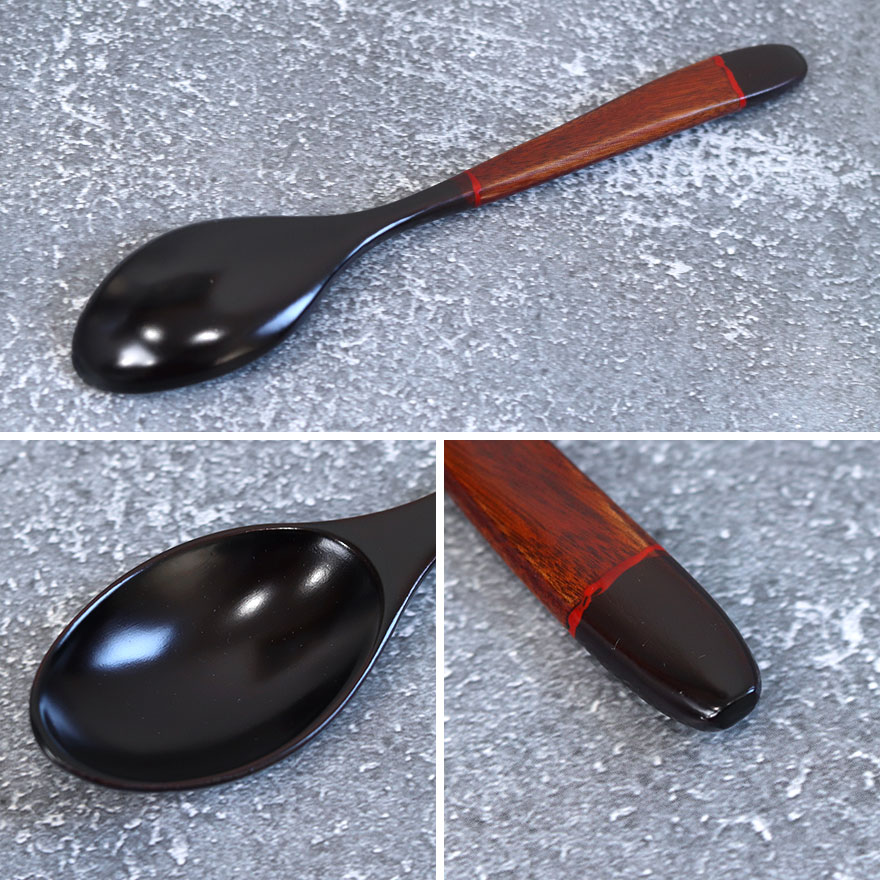 スプーン 木製 塗分 ヌーボー 朱 溜 おしゃれ かわいい 和風 和食器 洋食器 洋風 木製 カフェ カトラリー 雑貨 食器 うるし 漆