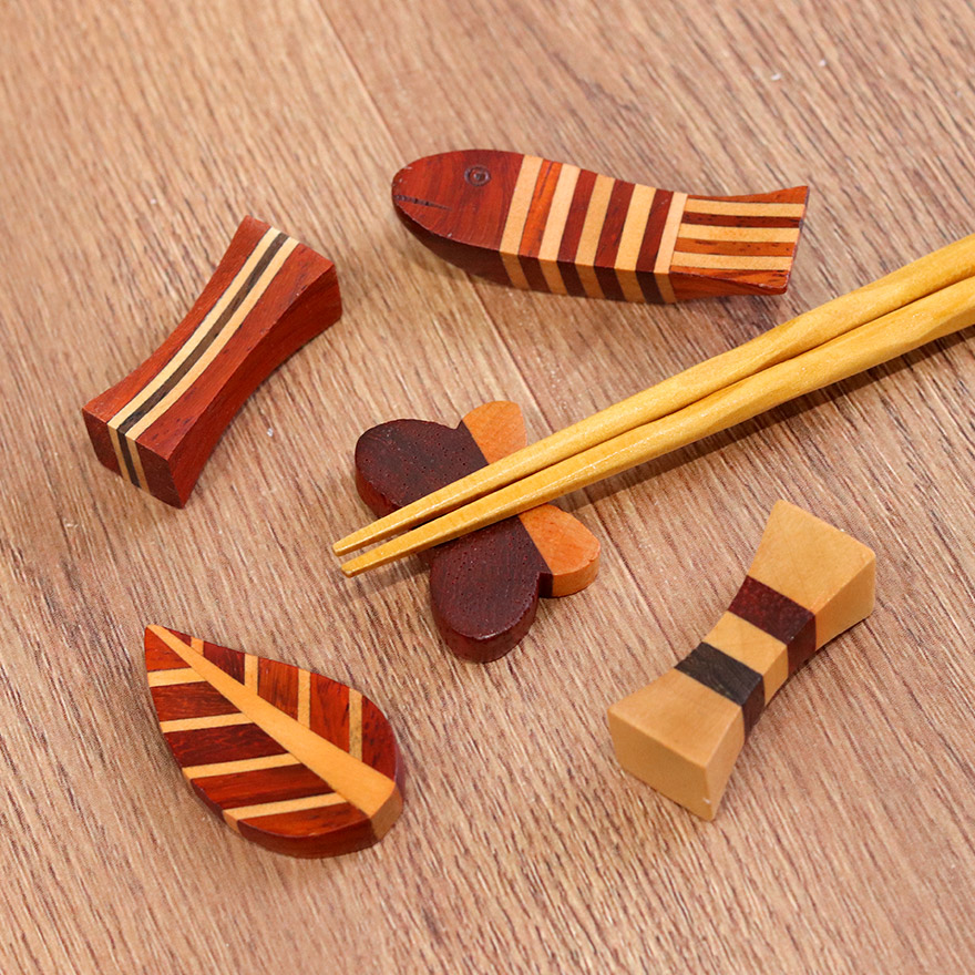 木製 箸置き 寄木 木の箸置き