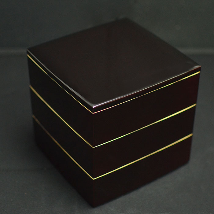 重箱 3段 三段 5寸3〜4人用 溜渕金 胴張 北市漆器 送料無料 箱入り