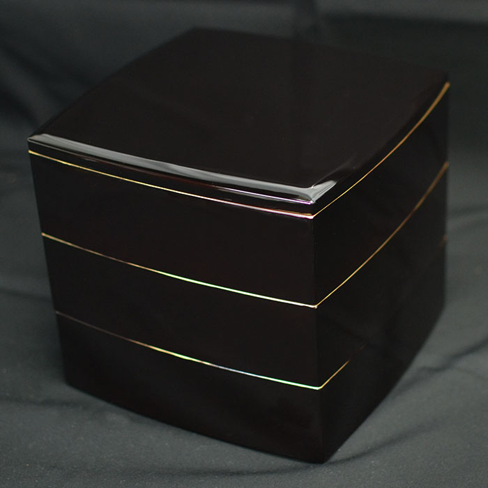 重箱 3段 三段 6.5寸5〜6人用 溜渕金 胴張 日本製 北市漆器 送料無料