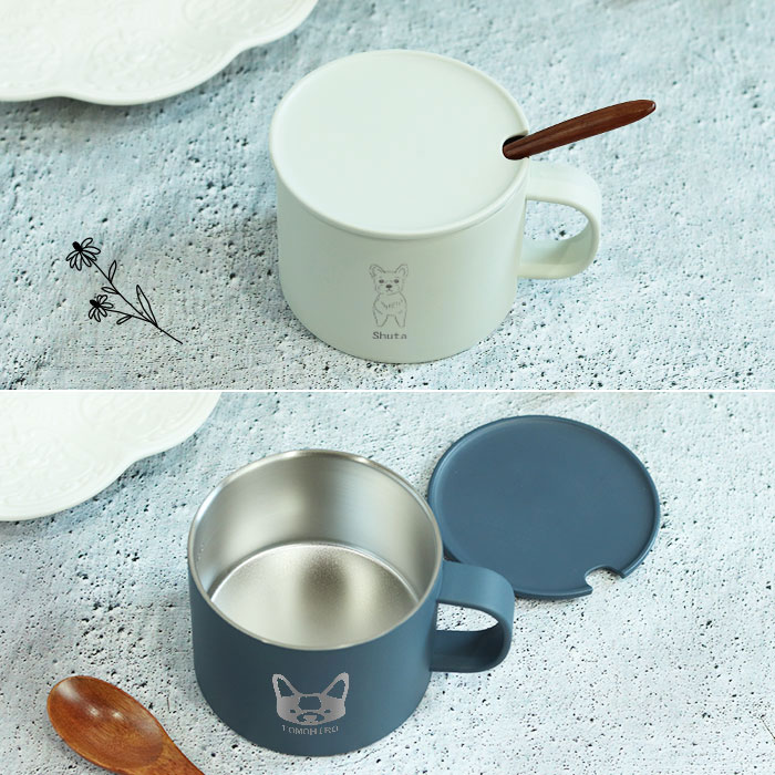 名入れ ギフト マグカップ 保温 蓋付き ピーコック ステンレスマグ 280ml 犬デザイン ANA-28 誕生日 プレゼント お祝い 真空断熱 保冷 フタ付き おしゃれ かわいい 北欧 コーヒーカップ 大人 女性 男性