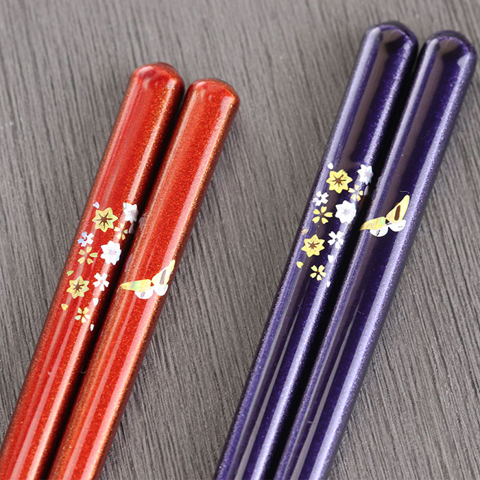 名入れ 夫婦箸セット 蝶もよう 桐箱彫刻 水引 ラッピング無料 日本製