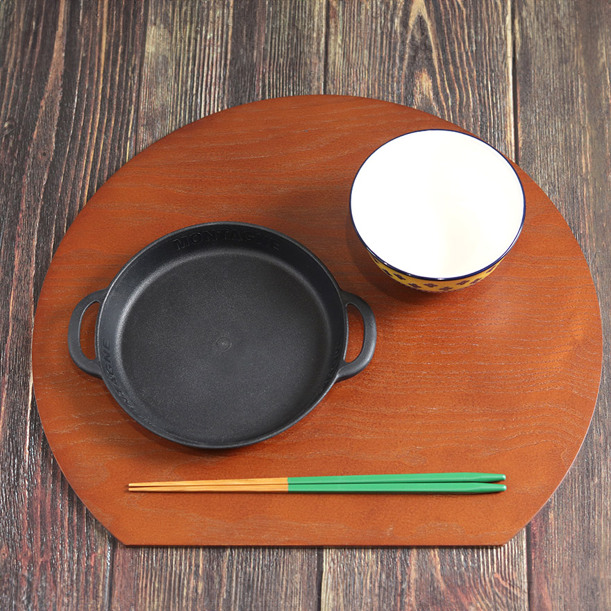 木製 お盆 トレー 両面半月敷膳 ランチョンマット 半月 リバーシブル