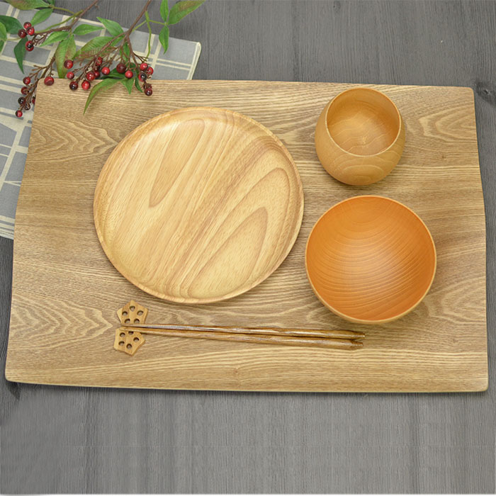 木製 お盆 トレー Vハンドル 大 ナチュラル 約44.5×31.2cm : 曲げ