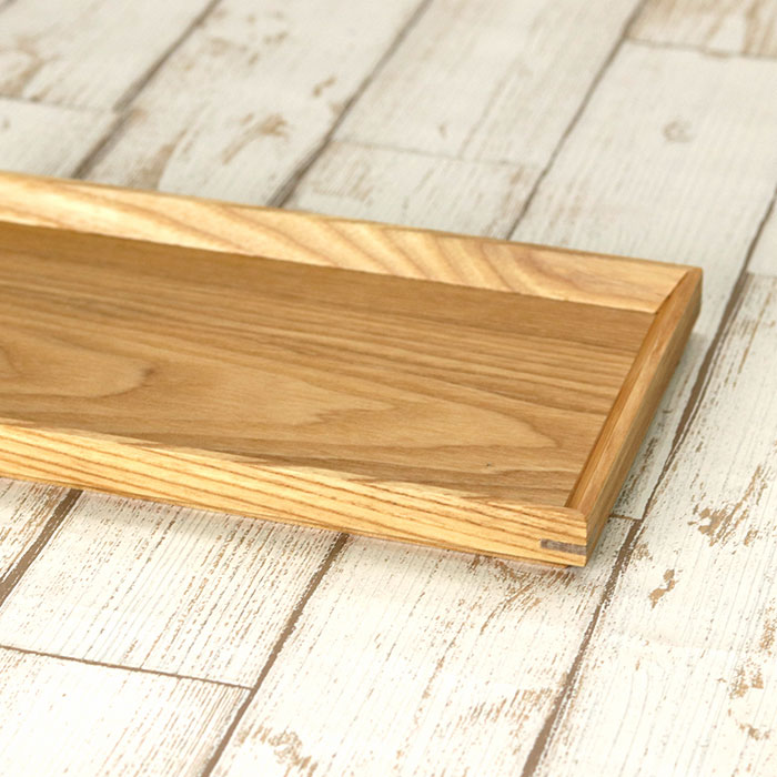お盆 木製 京トレー ナチュラル 長角盆 スタッキング 約25×15cm 単品