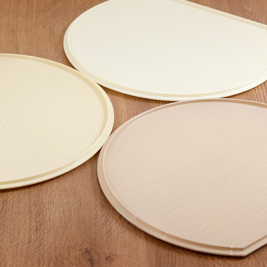 半月盆 トレー お盆 食洗機対応 日本製 ノンスリップ半月盆 滑り止め加工 軽量 北欧 リバーシブル 両面 おしゃれ かわいい トレイ おぼん 木目調 樹脂 ランチョンマット ナチュラル 家庭用 業務用