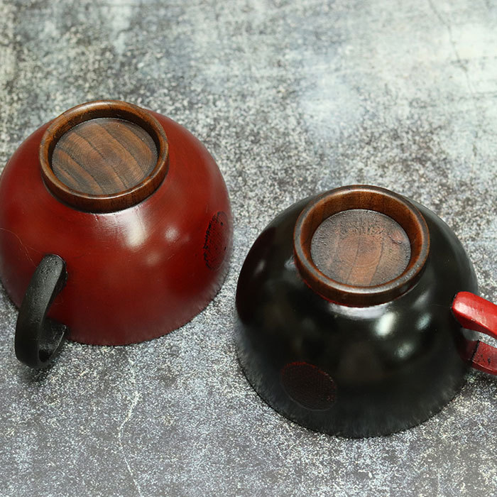 木製 お椀 汁椀 手付き スープカップ 根来 曙 丸玉柄 マルチカップ