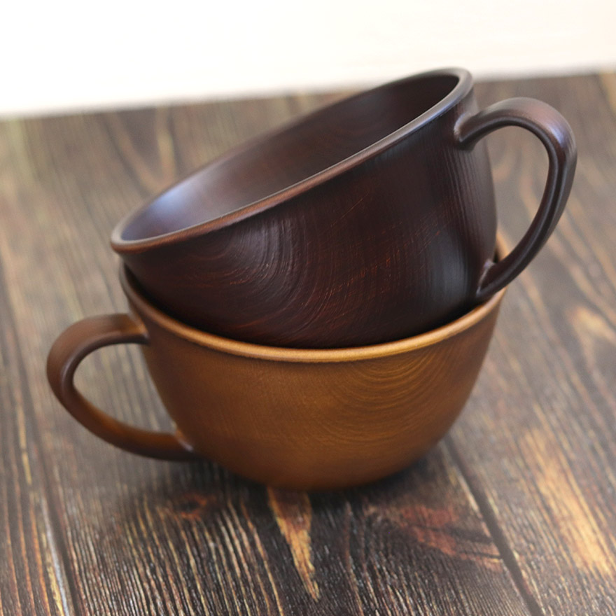 カップ 食洗機対応 電子レンジ対応 スープカップ アース PET 木目風