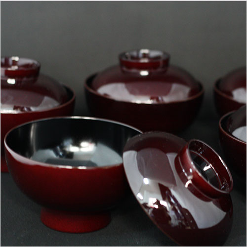 フタ付き吸い物椀 溜 仙才 吸物椀 5客セット 越前漆器 日本製 国産