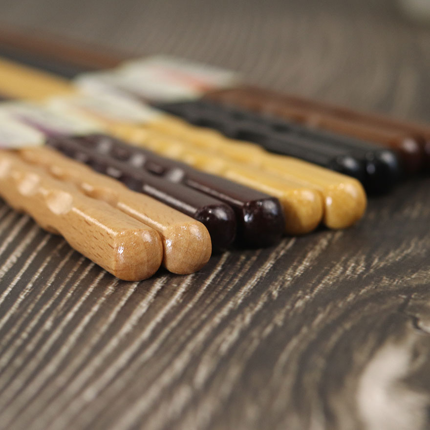 木製箸5膳セット 彫刻箸 のみ目 ブナ 紫檀仕上げ 黄楊 黒檀仕上げ 鉄木 5種セット