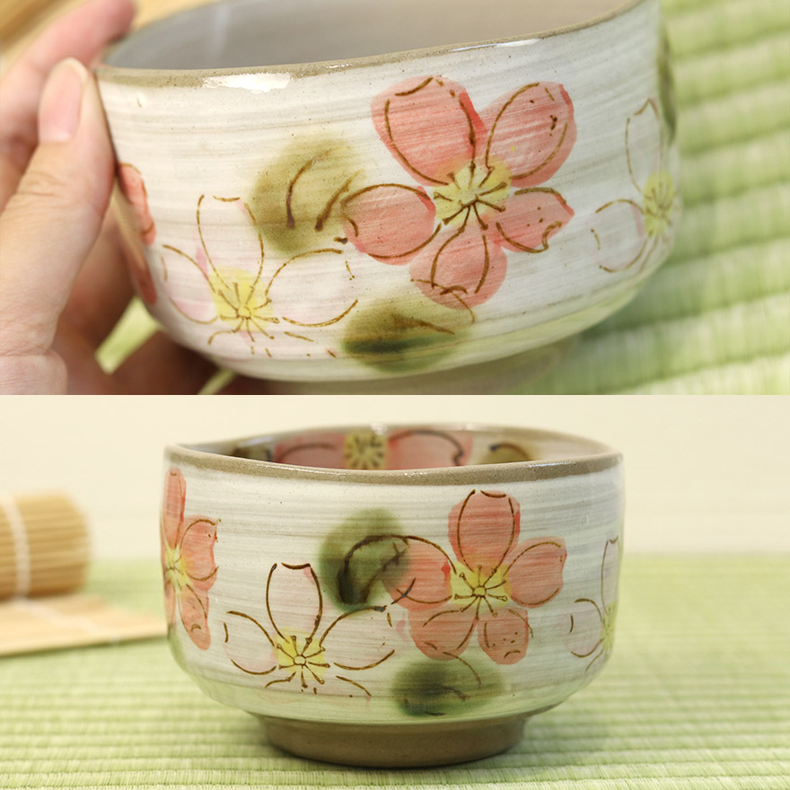 美濃焼 茶道具セット 桜 3点セット 茶筅 百本立 抹茶椀 茶杓 竹 陶器