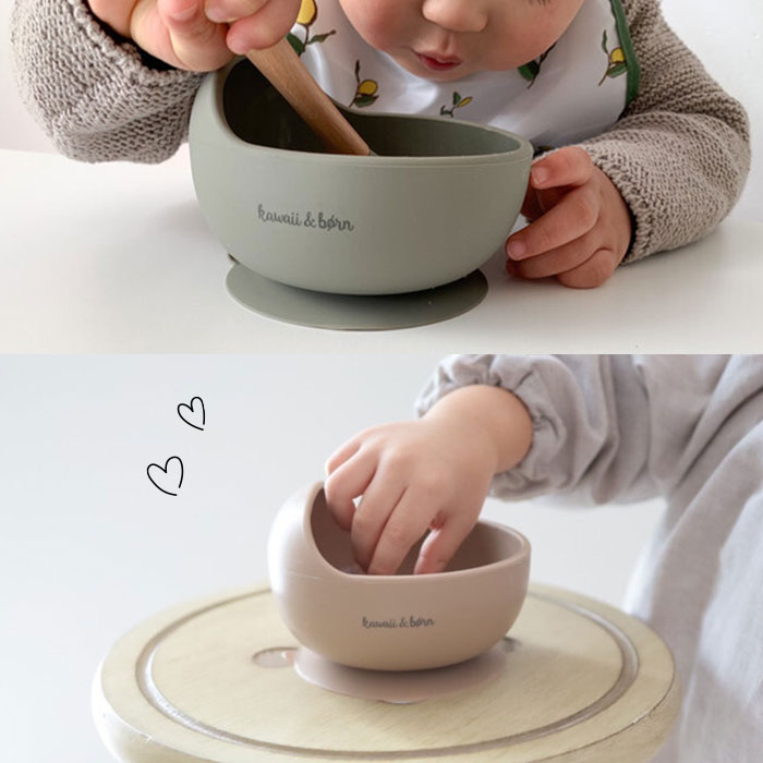 シリコンボウル スプーンセット kawaii&born 離乳食食器 吸盤