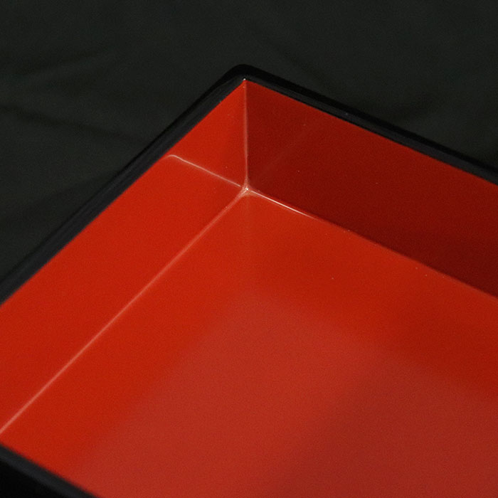 重箱 3段 日本製 国産 会津漆器 6.0 三段重共足 金彩梅 黒 内朱 6寸 5