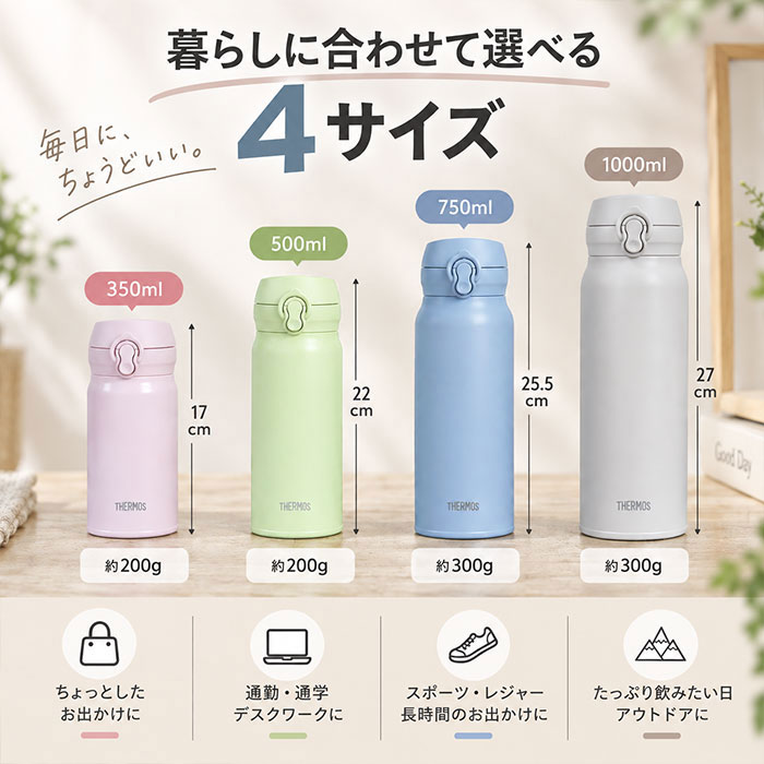 THERMOS（サーモス） 水筒 JNL-S350 JNL-S351 真空断熱ケータイマグ