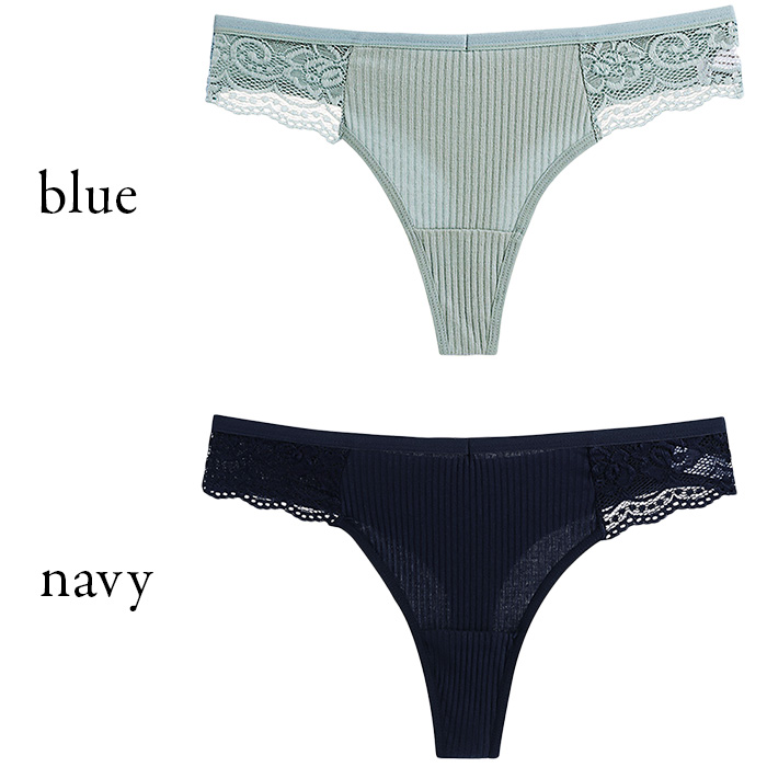 綿95％ リブ編みストレッチレディースTバック