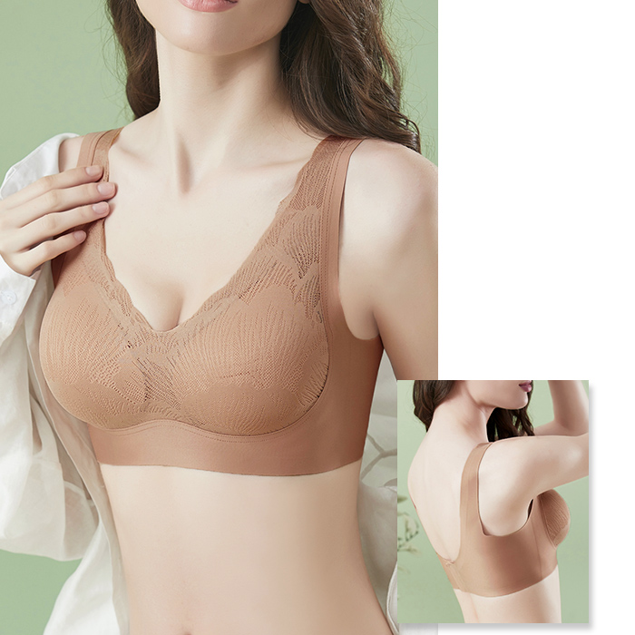 一体型パッド入り 快適に過ごせるシームレスブラ