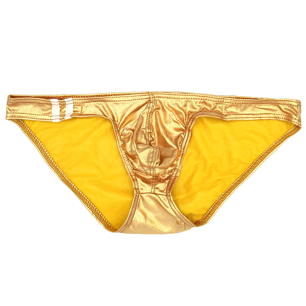 ビキニ ブリーフ メンズ ローライズ レザー調 マット メタリック