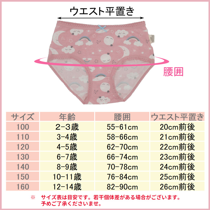 女の子の可愛いショーツ4枚セット