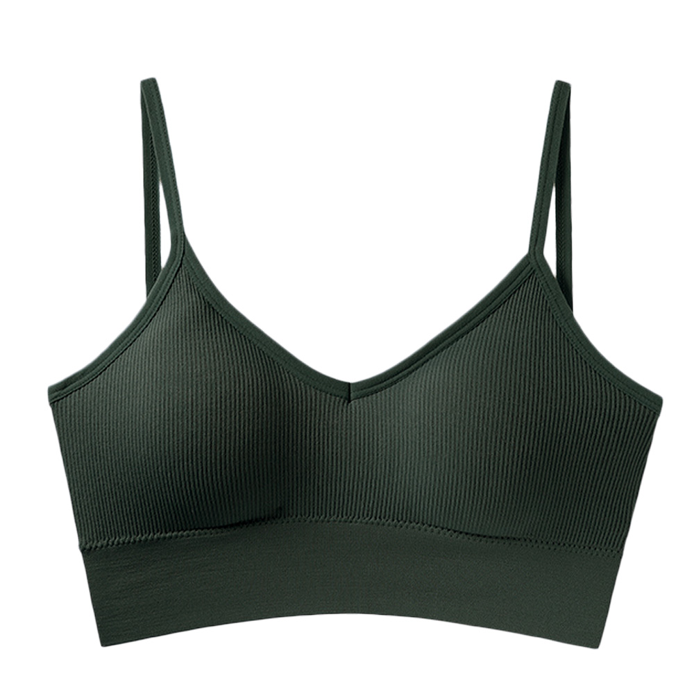 Karly Shop ブラトップ 見せブラ カップ付き ハーフトップ リブ