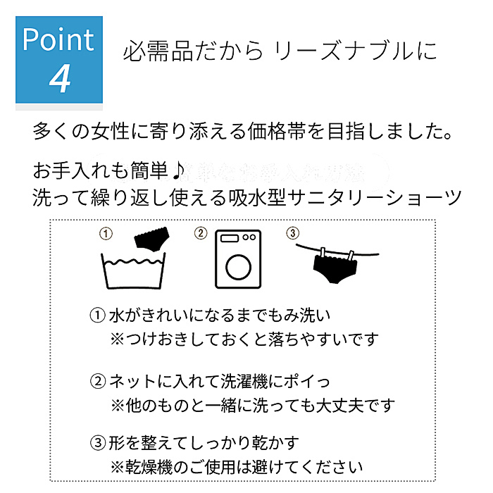 多い日も安心の吸収型 ボクサータイプのサニタリーショーツ