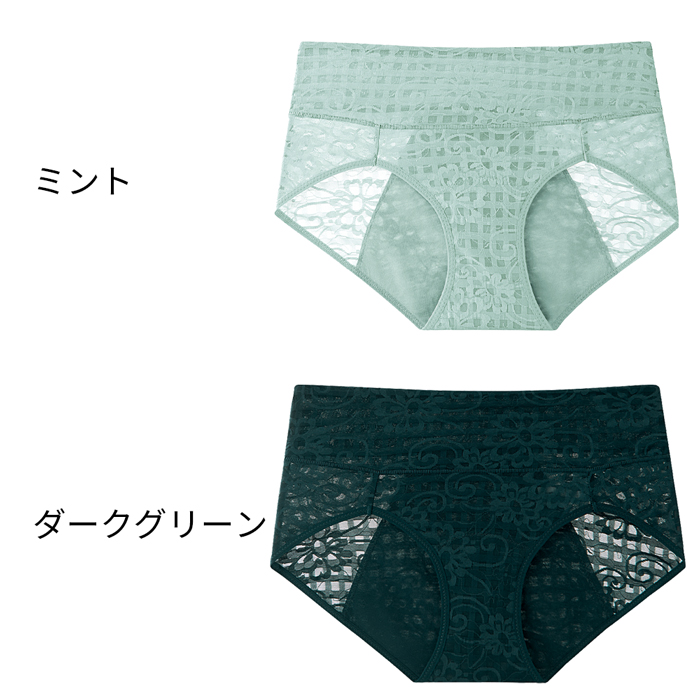 広い防水面で安心 薄手で通気性の良い生理用ショーツ