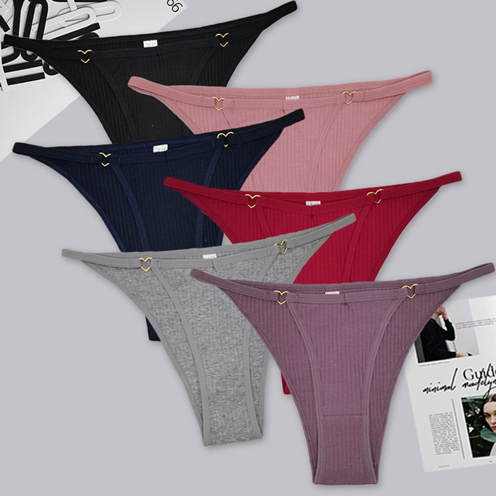 綿95% ハートのチャーム付き ブラジリアンショーツ