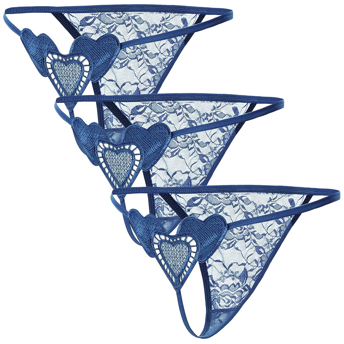 Tバックショーツ 3枚セット ハートモチーフ レース レディース 花柄